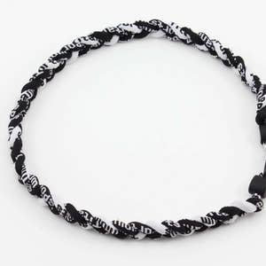 Wholesale 12 pieces lot Black White School Colors Baseball Titanium Neckalce Sport Tornado Braided 3 Rope Ionic Necklace