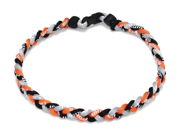 Wholesale 12 pieces lot Orange Black Gray Team College Color Baseball Titanium Neckalce Boys Girls Youth Running Braided Rope Necklaces