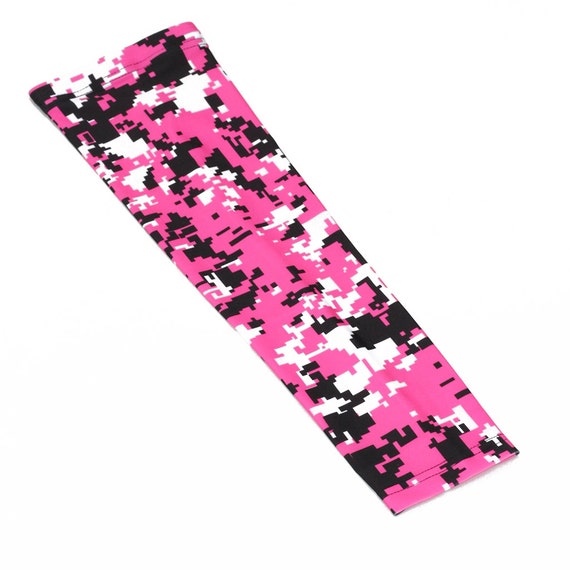 Breast Cancer Pink Black White Camo Compression Arm Sleeve & Baseball Necklace 