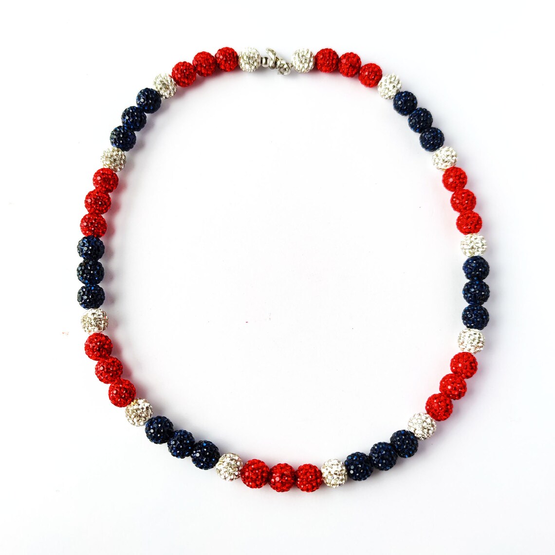 Custom Baseball Drip Necklace Red Navy White Baseball Hockey Beaded ...