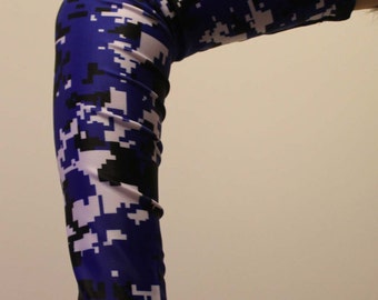 Royal Blue digital camo arm sleeve compression baseball football Golf elbow arm sleeve youth adult sizes Blue Black White