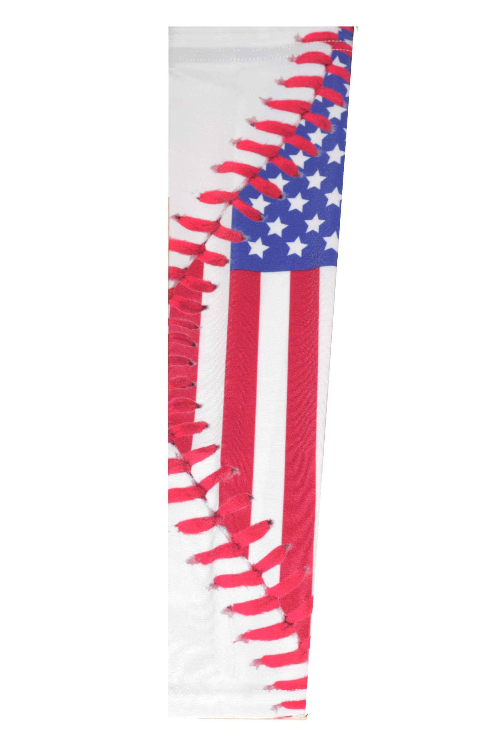 american flag card sleeves Baseball stitch lace American flag print compression arm sleeve for team player boys kids athlatic players