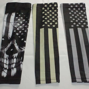 Stars stripes american flag USA skull flag football compression arm sleeve for baseball tennis softball obstacle race volleyball