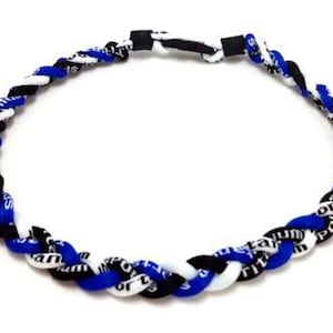 Wholesale 12 pieces lot Blue Black White School Team Colors Baseball Titanium Neckalce Running Tornado Braided Necklaces