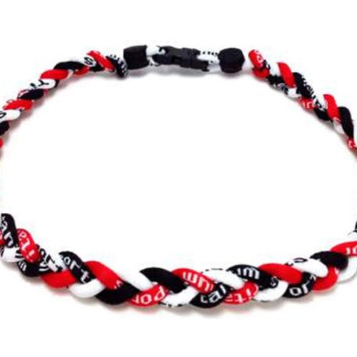 Blue White Baseball Titanium Neckalce 