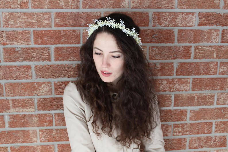 Baby Breath Flower Crown white flower crown yellow flower crown wedding crown flower crown ivory crown floral crown whimsical crown