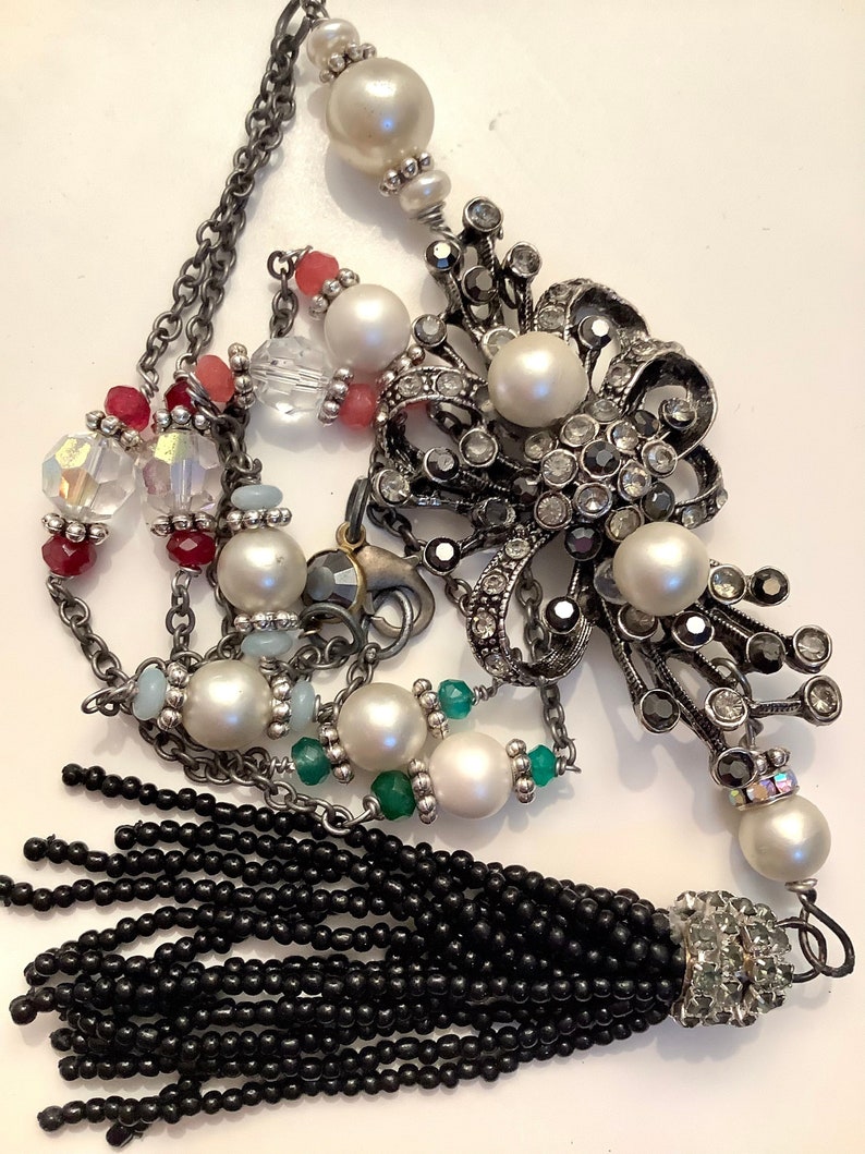 TASSELS AND TRIM Vintage Deco Tassel Necklace/real Gemstone Etsy