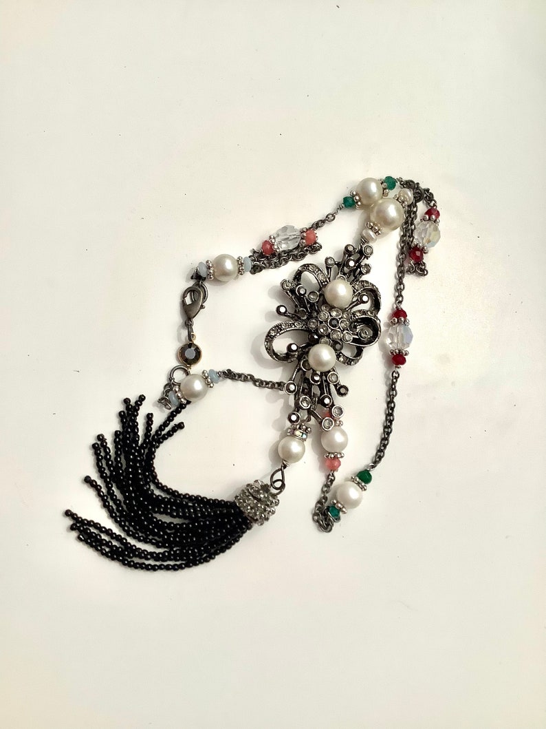 TASSELS AND TRIM Vintage Deco Tassel Necklace/real Gemstone Etsy