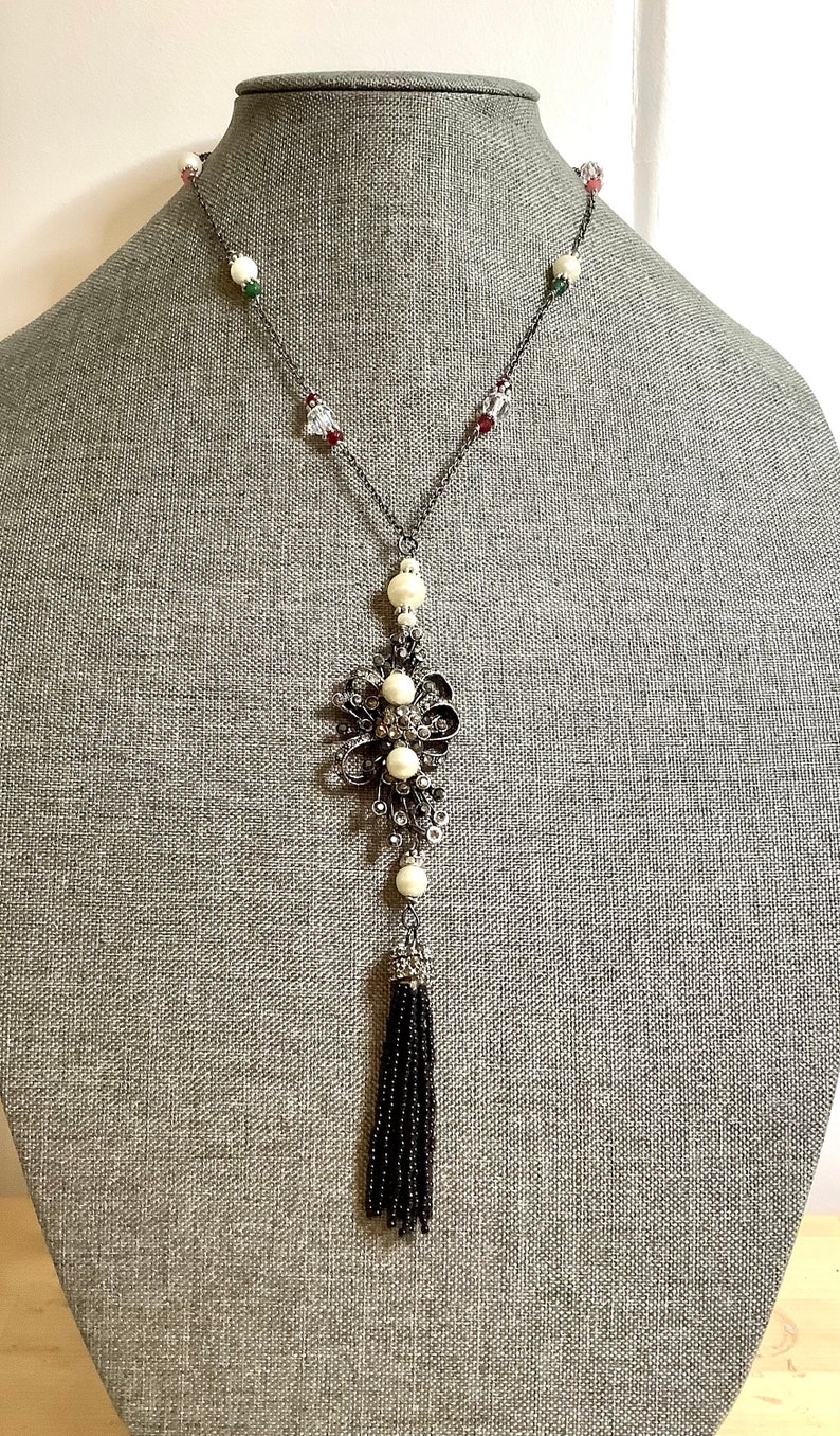 TASSELS AND TRIM Vintage Deco Tassel Necklace/real Gemstone Etsy