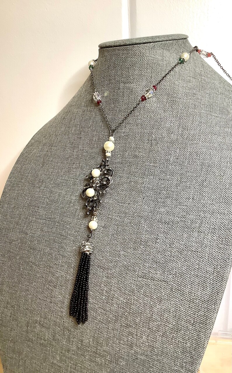 TASSELS AND TRIM Vintage Deco Tassel Necklace/real Gemstone Etsy