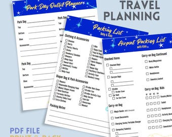 Disney Packing List Printable | Universal Studios Family Vacation Checklist | Adults & Kids Travel Planner PDF