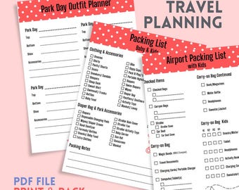 Disney Packing List Printable | Universal Studios Family Vacation Checklist | Adults & Kids Travel Planner PDF