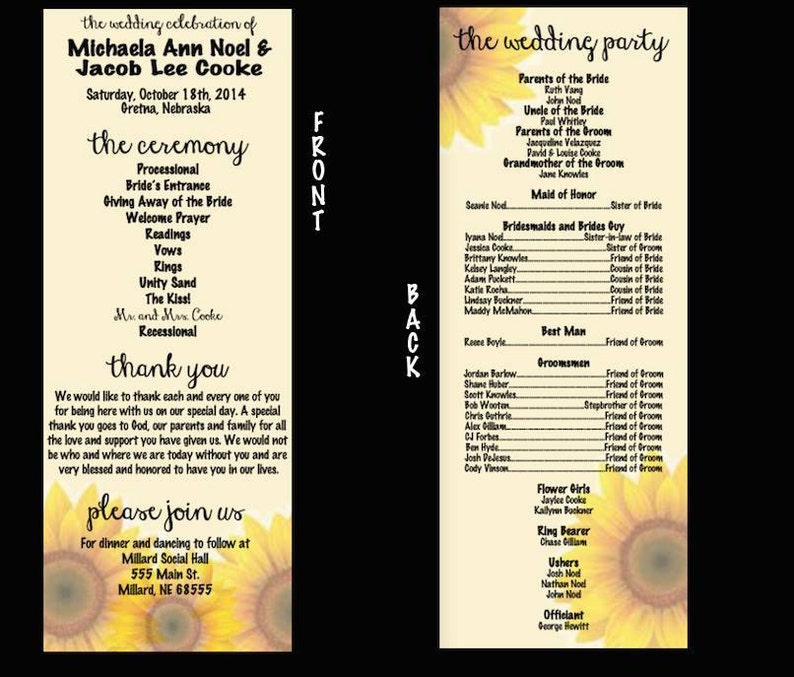 DIGITAL FILE Wedding Programs