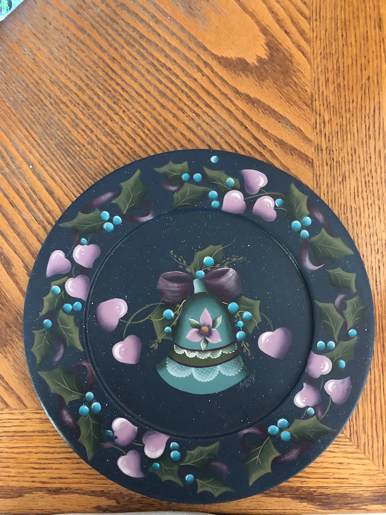 Tole Painted decorative wooden plate