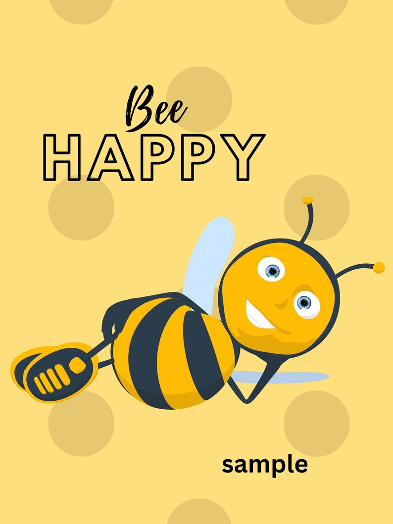 Printable Honey Bee Wall Art - Digital Downloadable Bumble Bee Artwork ...