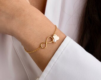 Personalisierte Mutter Armband, Infinity Armband, erste Armband, Brautjungfern, Monogramm, Freundschaft, Herz erste Armband - 502