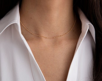 Zierliche Perlen Sat-Kette, perfekte kurze Schichtung Kette 47