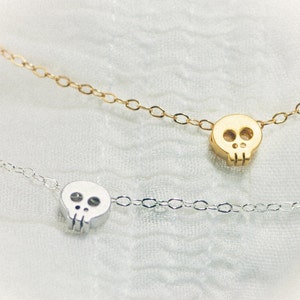 Skull Pendant, Matt Gold Silver Plated Hand of Fatima, Simple Layering Necklace, Halloween Jewelry SK207-93