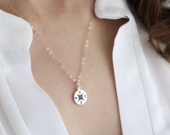Zierliche Silber Kompass Halskette, Kompass Anhänger, einfache alltagsanhänger, nautischen Charme, Liebhaber-Geschenk-Idee, süße Feiertage Geschenke CP509-40