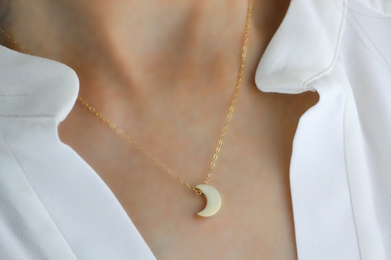 Gold Necklace Girls Simple  Moon Pendant Necklace Simple