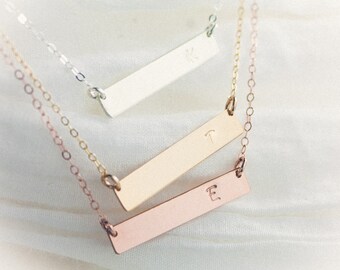 GROßER VERKAUF !! Rose Gold Bar Anhänger Halskette, personalisierte Halskette, erste Bar Namensschild