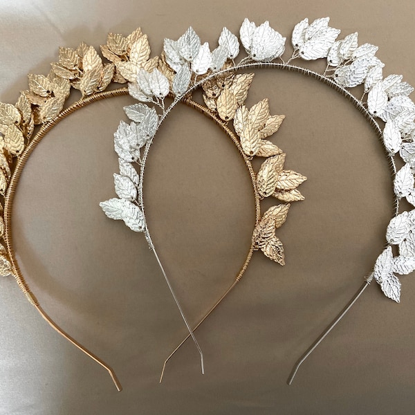 Laurel Leaf Gold Grecian Womens Wedding Tiara Headband Crown Bridal Accessory Goddess Golden Leaf Wreath