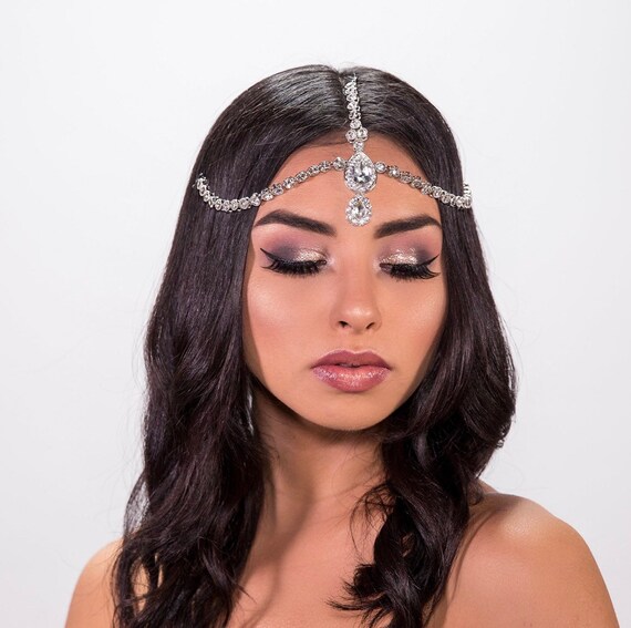 Diamante Pelo Cabeza Cadena cabeza cabeza Joyas Matha Patti Grecian Bohemio