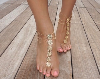 Gold barefoot sandals sale