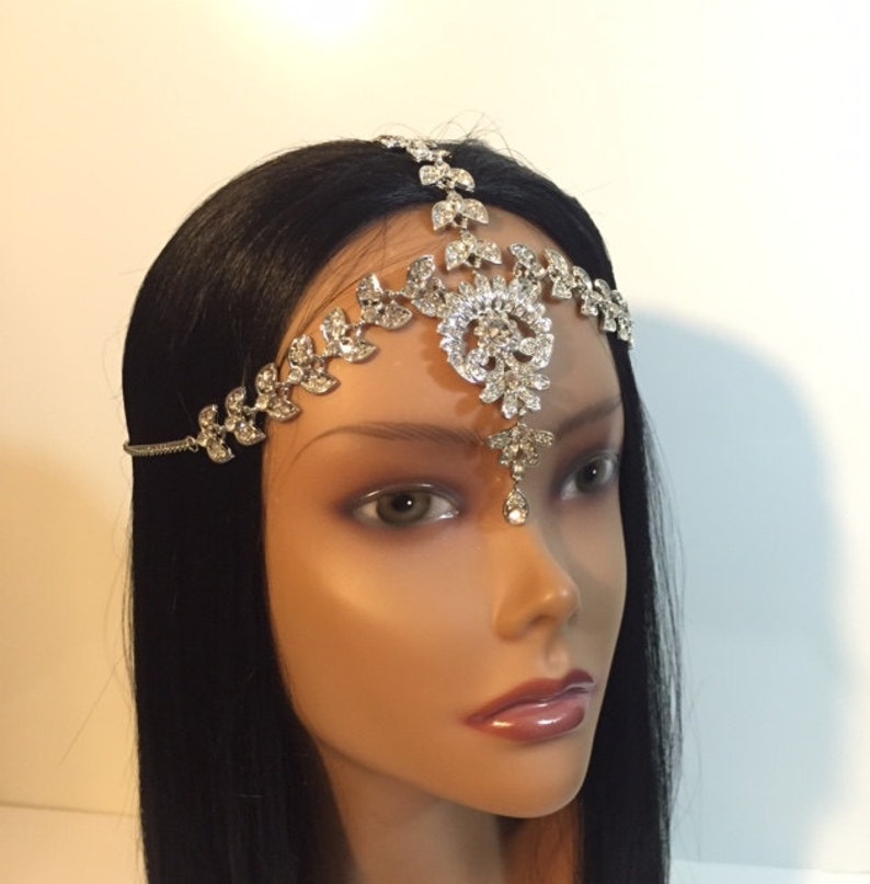 Gold Silver Diamond Gem Jeweled Head Piece Bridal Wedding Boho Etsy
