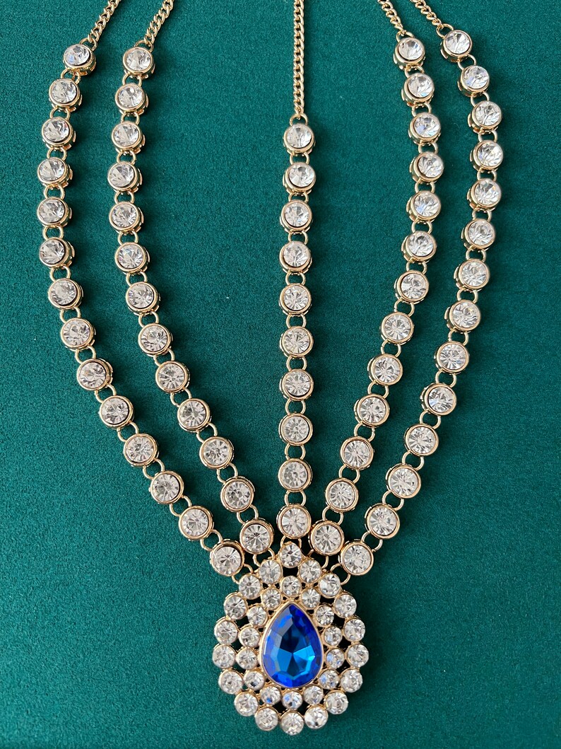 STUNNING 2 Layer BLUE Hair Chain Head Chain Hair Jewelry Matha Etsy