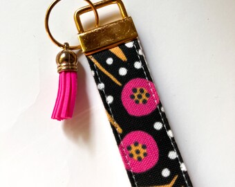 modern floral key fob wristlet