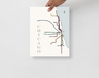 Chicago L Map Print | wall art | 11” x 14”, 8” x 10”