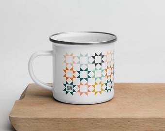 Quilting Sawtooth Star Enamel Camping Mug