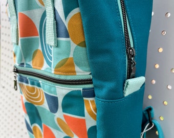 Retro Teal Mini Making Backpack, handmade backpack for women, handmade bags, stylish diaper bag