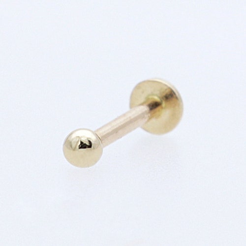 14K Solid Gold Tiny Ball Stud Labret Internal Threaded Etsy