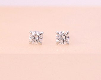 0.2ct Lab Grown Diamond Earrings, Lab Diamond Earrings, Diamond Solitaire Earrings, Minimalist 14K Diamond Studs, 4 Prong Set Diamond Studs