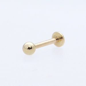14K Solid Gold 2.5mm Ball Stud Labret, Internal Threaded, Tragus, Cartilage, Helix, Conch, Lobe, Piercing Earring, Minimalist Earring