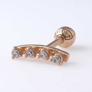 14K Solid Gold Bar Birthstone Stud, Kraakbeen, Tragus, Helix, Conch, Kwab, Piercing Oorbel, Minimalistische Oorbel, Geboortesteen Oorbel