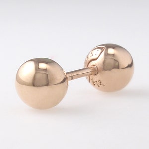 14K Solid Gold Ball Barbell Stud 6mm, 14K Barbell Earring, Cartilage, Tragus, Helix, Conch, Lobe, Piercing Earring, Minimalist Earring