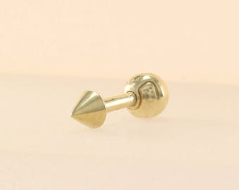 14K Gold Cone Spike Stud, Cartilage, Tragus, Helix, Conch, Lobe, Piercing Earring, Minimalist Earring, Geometric Earring