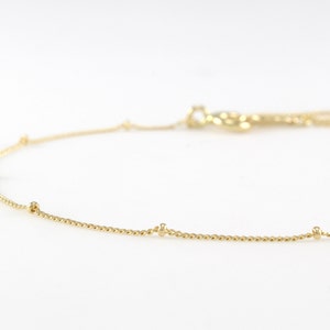 14K Solid Gold Delicate Bracelet, 14K Dainty Chain Bracelet, 14K Thin Gold Chain, 14K Layering Bracelet, Dew Drops Bracelet, 14K Minimalist