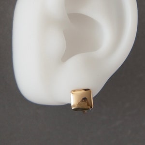 14K Solid Gold Huggie Square Hinged Earring, Square Huggie Hoop, Gold Huggie, Simple Stud
