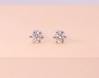 0.2ct Lab Grown Diamond Earrings, Lab Diamond Earrings, Diamond Solitaire Earrings, Minimalist 14K Diamond Studs, 6 Prong Set Diamond Studs