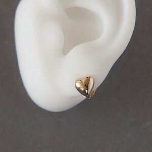 14K Solid Gold Huggie Heart  Hinged Earring, Love Huggie Hoop, Gold Huggie, Love Huggie