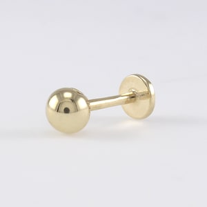 14K Solid Gold 4mm Ball Stud Labret Tragus, Cartilage, Helix, Conch, Lobe, Piercing Earring, Minimalist Earring, Simple Stud