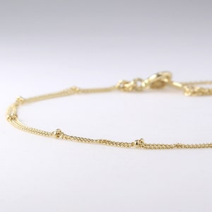 14K Solid Gold Delicate Bracelet, Dainty Chain Bracelet, Thin Gold Chain, Layering Bracelet, Dew Drops Bracelet