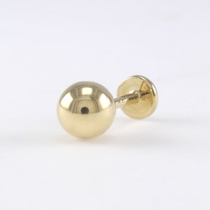 14K Solid Gold 5mm Ball Stud Labret Tragus, Cartilage, Helix, Conch, Lobe, Piercing Earring, Minimalist Earring, Simple Stud