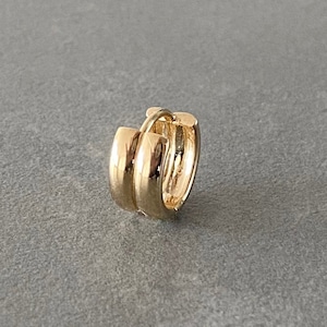 14K Solid Gold Huggie Hinged Hoop Earring, Huggie Hoop, Gold Huggie, Gold Hoop 11mm