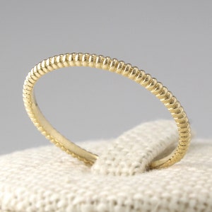 14K Solid Gold Twisted Ring, 14K Gold Stacking Ring, 14K Gold Thin Ring, 14K Gold Dot Ring, 14K Gold Stackable Ring, 14K Minimalist Ring