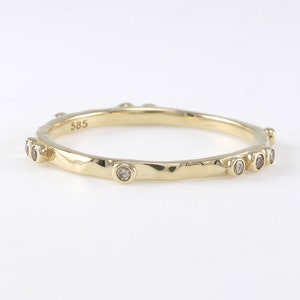 Diamant Ehering, Diamant Eternity Band, Diamant Band, Massives 14K Gold, Champagner Diamant Ring, Stapelbarer Ring, Stapelring